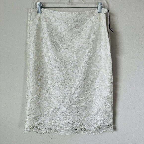 Worth Bridal White Silver Lace Pencil Skirt